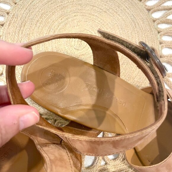 Paul Green Tan Suede Cross-Front Velcro Ankle Strap Heel Sandals UK4.5/US7 - Picture 6 of 8